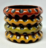 BB166 DVF carved & overdyed bakelite bangles